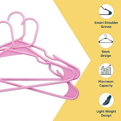 Plastic Clothes Hangers Heavy Duty Non Slip Grooves Space Saving Set for Shirts & Coats Pack of 50