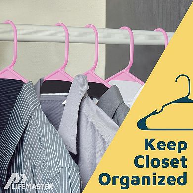 Plastic Clothes Hangers Heavy Duty Non Slip Grooves Space Saving Set for Shirts & Coats Pack of 50