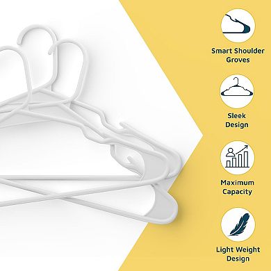 Plastic Clothes Hangers Heavy Duty Non Slip Grooves Space Saving Set for Shirts & Coats Pack of 20
