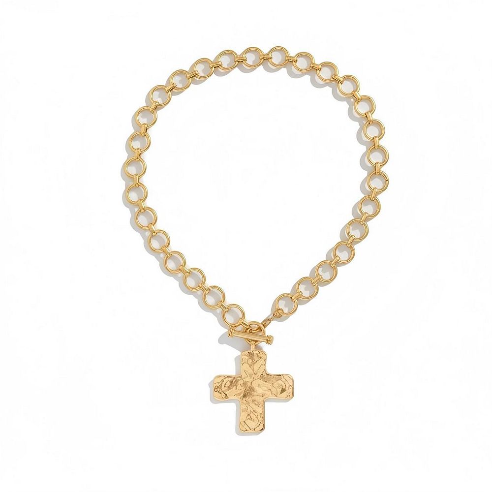 アクセサリー tolucky198553 AKSZRI Gold Plated Chunky Cross Necklace Layered Statement Pendant