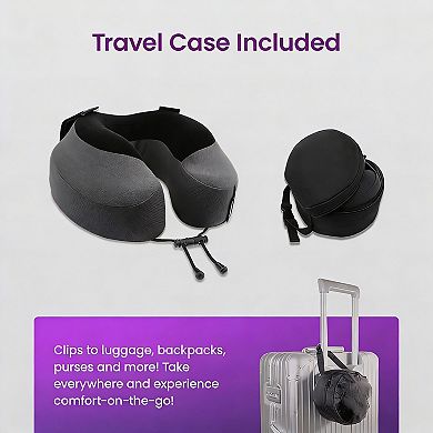 Memory Foam Travel Pillow with Seat Straps 360° Neck Support