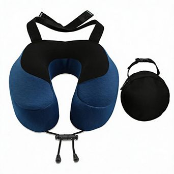 Memory Foam Travel Pillow with Seat Straps 360° Neck Support