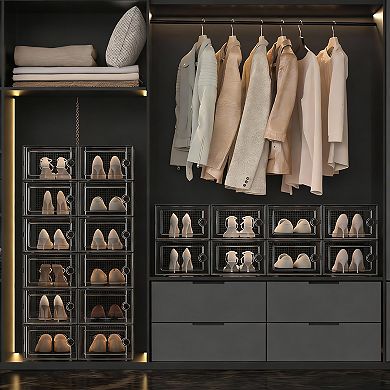 ABS Stackable Shoe Box 12-Pack Ventilated Dustproof