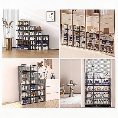 ABS Stackable Shoe Box 12-Pack Ventilated Dustproof