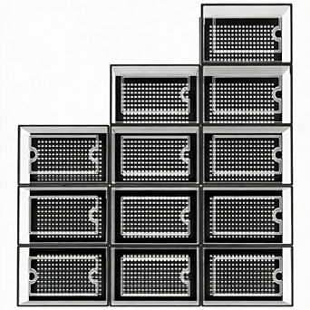 ABS Stackable Shoe Box 12-Pack Ventilated Dustproof