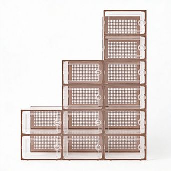 ABS Stackable Shoe Box 12-Pack Ventilated Dustproof