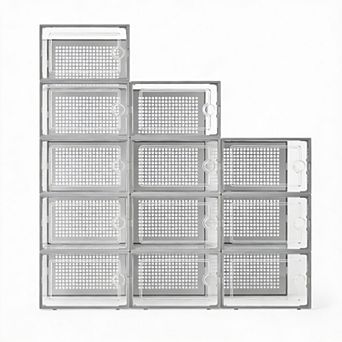 ABS Stackable Shoe Box 12-Pack Ventilated Dustproof