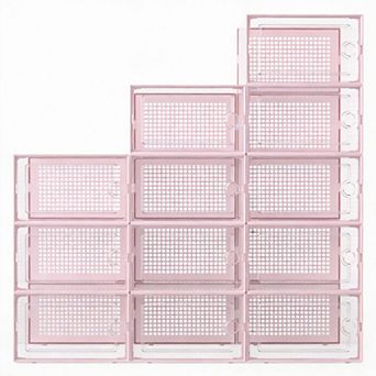 ABS Stackable Shoe Box 12-Pack Ventilated Dustproof