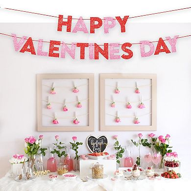 10ft Glitter Valentine's Day Banner Red & Pink Garland for Decorations