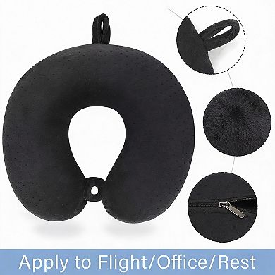 Velvet Memory Foam Travel Neck Pillow U-Shape Portable