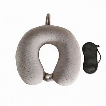 Velvet Memory Foam Travel Neck Pillow U-Shape Portable