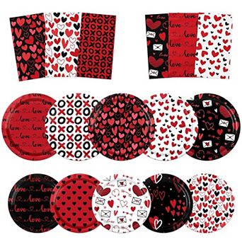 60 pc Valentine's Day Heart Plate & Napkin Set, Love Party Tableware & Decor