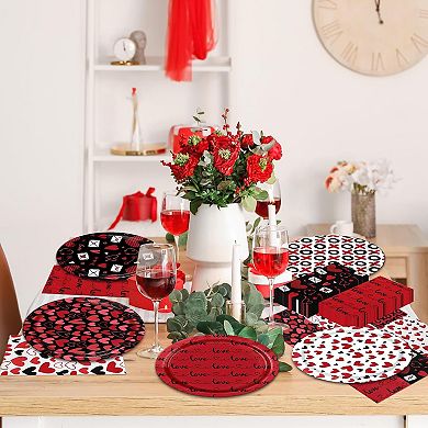 60Pcs Valentine's Day Heart Plate & Napkin Set, Love Party Tableware & Decor