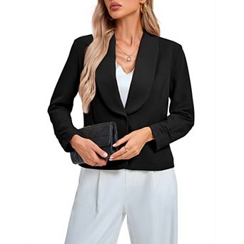 Women's Blazer Business Casual Lapel Collar Long Sleeve Open Front Work Office Suit Jacket Blazer