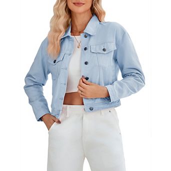 Women's Basic Button Down Long Sleeve Stretchy Jean Trucker Denim Jacket