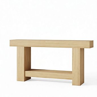 Wooden Farmhouse Console Table for Entryway Large 2 tier Sofa Table with Storage for Living Room