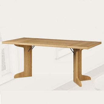 71"W Dining Table for 6-Table Only, Farmhouse Kitchen Table with Padded Top and Unique V-Shaped Feet