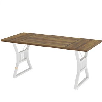 70.8 Inch Farmhouse Rustic Wood Dining Table - Heavy Duty Metal Legs, Seats 6-8, Scratch-Resistant