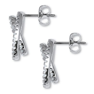 PalmBeach Jewelry .80 TCW Round CZ Platinum-Plated Ear Concentric Circle Earrings