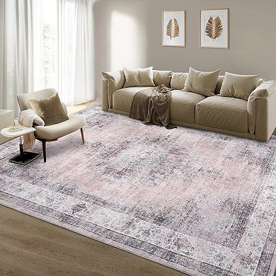 Modern Area Rug Machine Washable Non Slip Non shedding Low Pile Ultra Thin for Dining Room