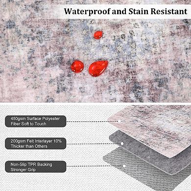 Modern Area Rug Machine Washable Non Slip Non shedding Low Pile Ultra Thin for Dining Room