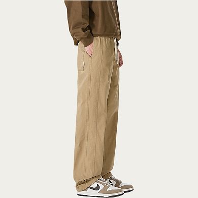 Men's Relaxed Fit Drawstring Pants with Elastic Waist and Straight Leg Silhouette
