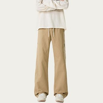 Men's Relaxed Fit Drawstring Pants with Elastic Waist and Straight Leg Silhouette