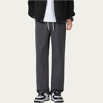 Men's Relaxed Fit Drawstring Pants with Elastic Waist and Straight Leg Silhouette