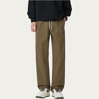 Men's Relaxed Fit Drawstring Pants with Elastic Waist and Straight Leg Silhouette