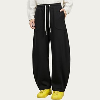 Men's Wide Leg Drawstring Pants with Relaxed Fit and Soft Structured Fabric