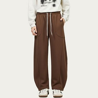 Men's Wide Leg Drawstring Pants with Relaxed Fit and Soft Structured Fabric