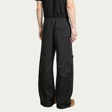Men's Straight Leg Drawstring Pants with Elastic Waist and Relaxed Fit