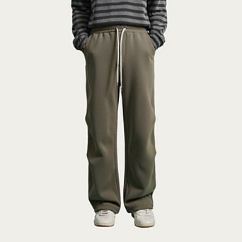 Men's Straight Leg Drawstring Pants with Elastic Waist and Relaxed Fit