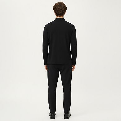 Men's Long Sleeve Half Zip Pullover Top with Lightweight Stretch Knit Fabric