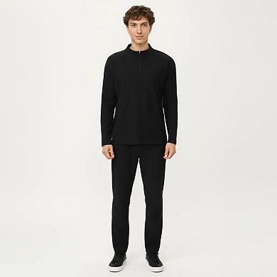 Men's Long Sleeve Half Zip Pullover Top with Lightweight Stretch Knit Fabric