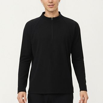 Men's Long Sleeve Half Zip Pullover Top with Lightweight Stretch Knit Fabric