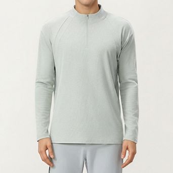 Men's Long Sleeve Half Zip Pullover Top with Lightweight Stretch Knit Fabric