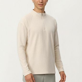 Men's Long Sleeve Half Zip Pullover Top with Lightweight Stretch Knit Fabric
