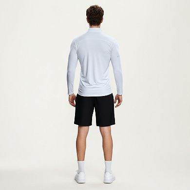 Men's Long Sleeve Half Zip Performance Top with Mock Neck and Stretch Compression Fit