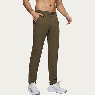 Men's Performance Utility Pants with Built-In Belt and Tapered Athletic Fit