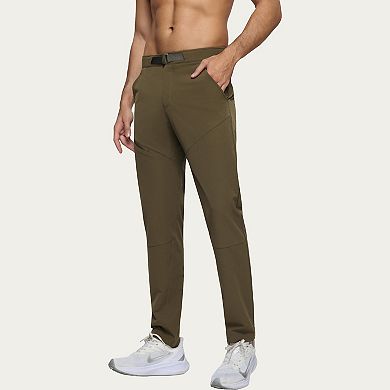 Men's Performance Utility Pants with Built-In Belt and Tapered Athletic Fit