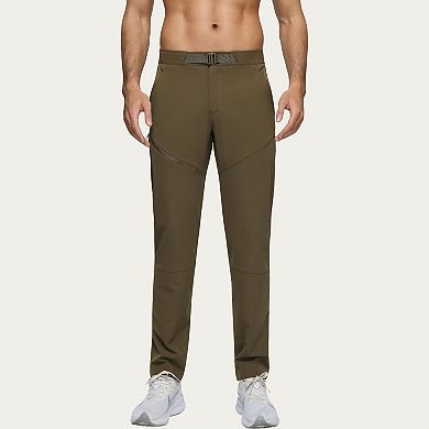 Men's Performance Utility Pants with Built-In Belt and Tapered Athletic Fit