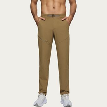 Men's Performance Utility Pants with Built-In Belt and Tapered Athletic Fit