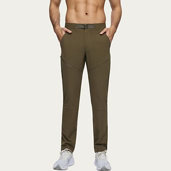 Men's Performance Utility Pants with Built-In Belt and Tapered Athletic Fit