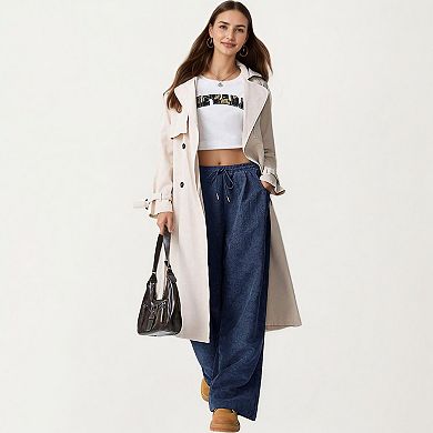 Women's High Waist Wide Leg Lounge Pants with Adjustable Drawstring Waist Soft Textured Knit Fabric