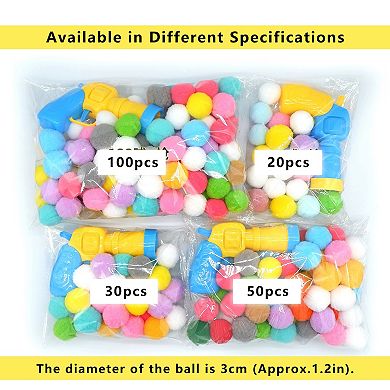 Interactive Cat Ball Tossing Toy Set with Handheld Play Tool and Soft Pom Balls