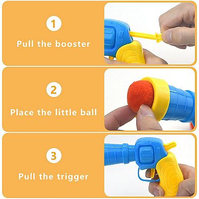 Interactive Cat Ball Tossing Toy Set with Handheld Play Tool and Soft Pom Balls