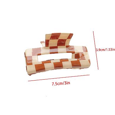 2 Pack Checkered Hair Claw Clips Strong Hold Thick Hair Durable Square Design