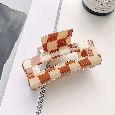 2 Pack Checkered Hair Claw Clips Strong Hold Thick Hair Durable Square Design