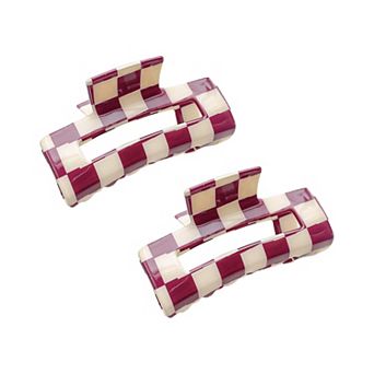2 Pack Checkered Hair Claw Clips Strong Hold Thick Hair Durable Square Design